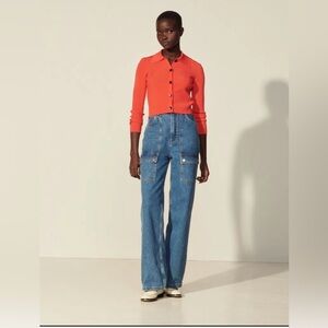 SANDRO Wide-Leg Jeans w/ Patch Pockets